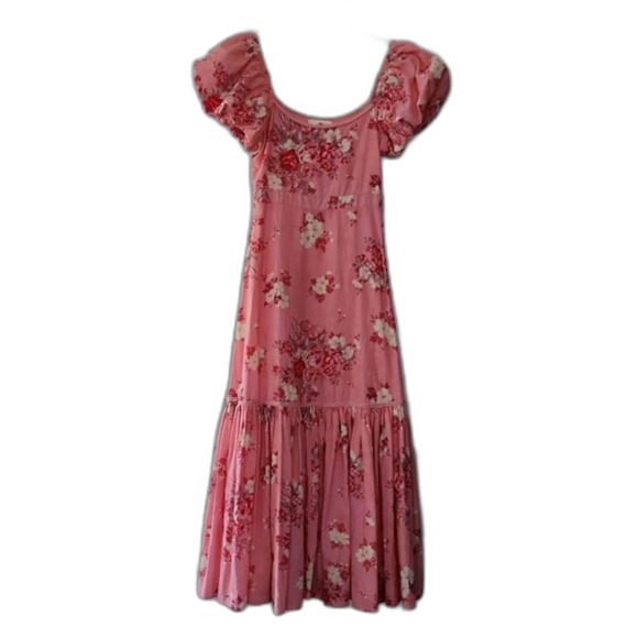 LoveShackFancy Salma Puff-Sleeve Cotton Maxi Dress, Pink, Size 0 - Picture 6 of 12